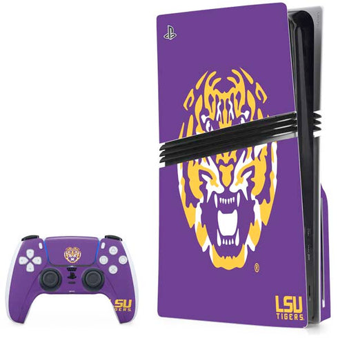 LSU Purple Tiger Mascot PS5 Pro Disk Bundle  Skin